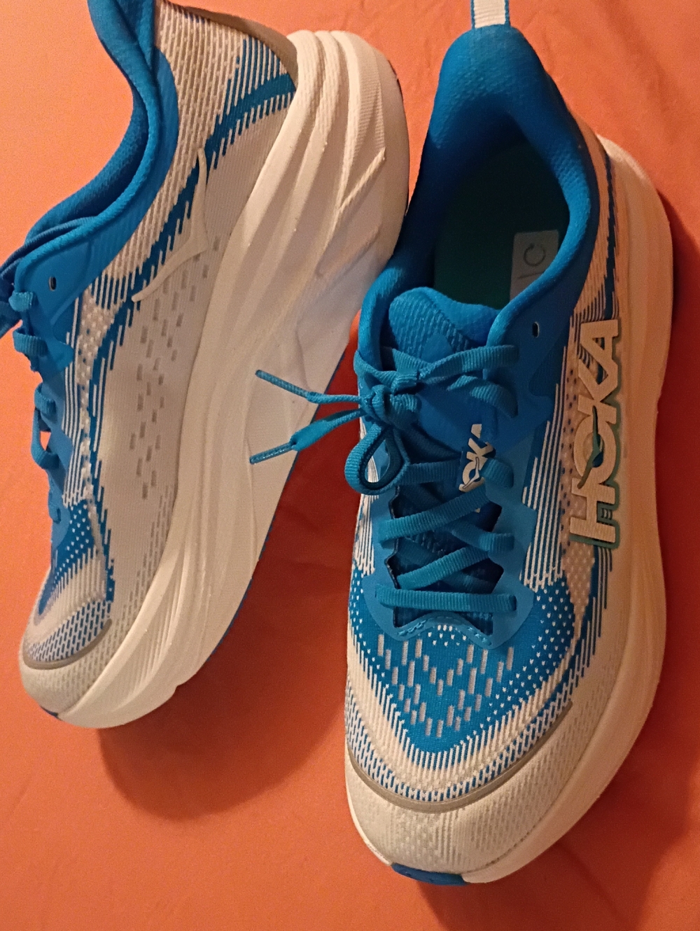 Hoka Skyflow Blue and White Athletic Sneakers